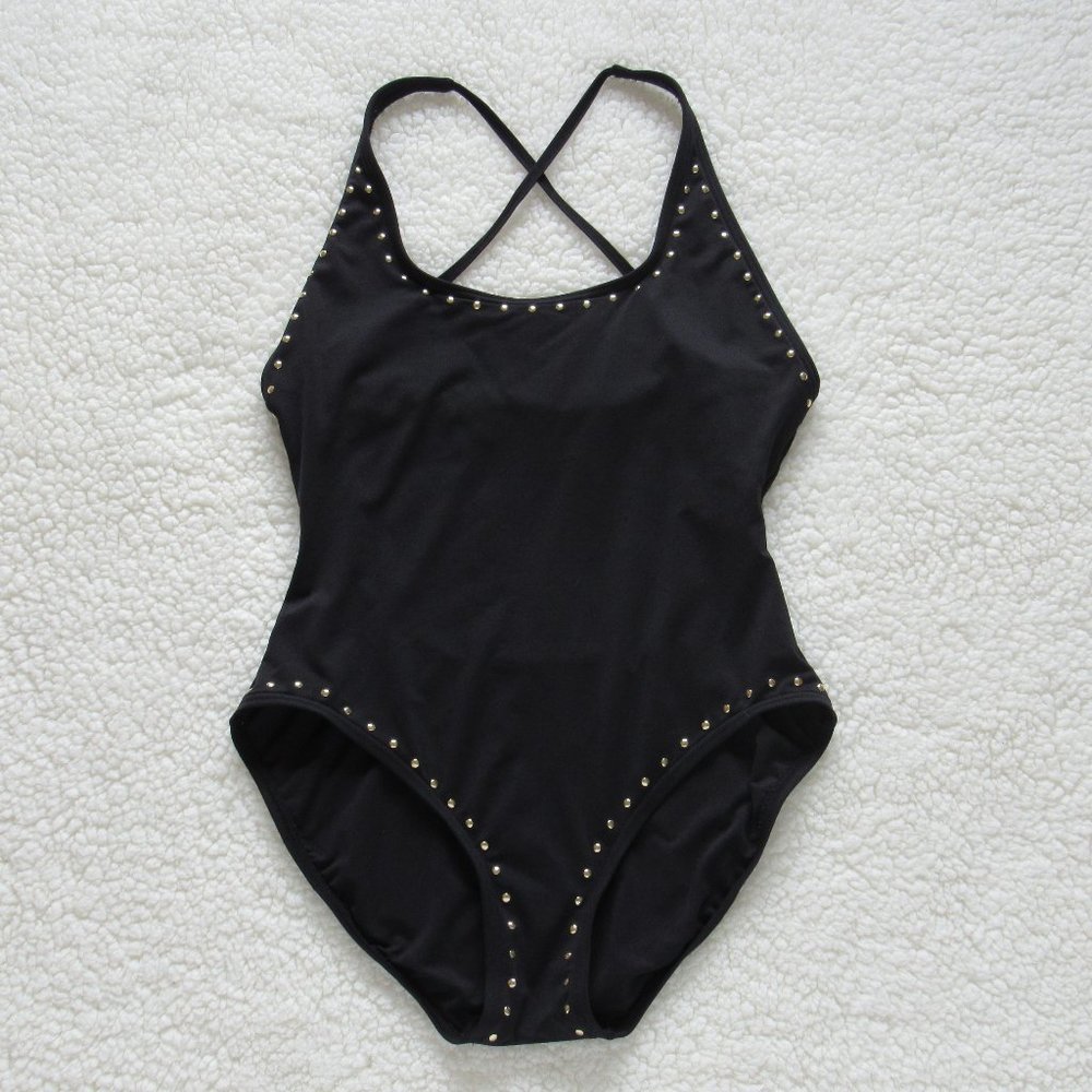 Michael Kors One Piece Swimsuit Black Gold Size 10